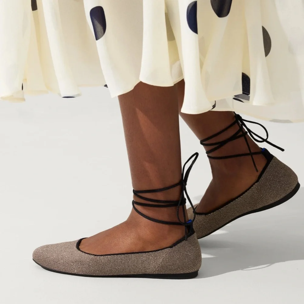 Rothy's Square Wrap Flats in Metallic Gray - Picture 2 of 5